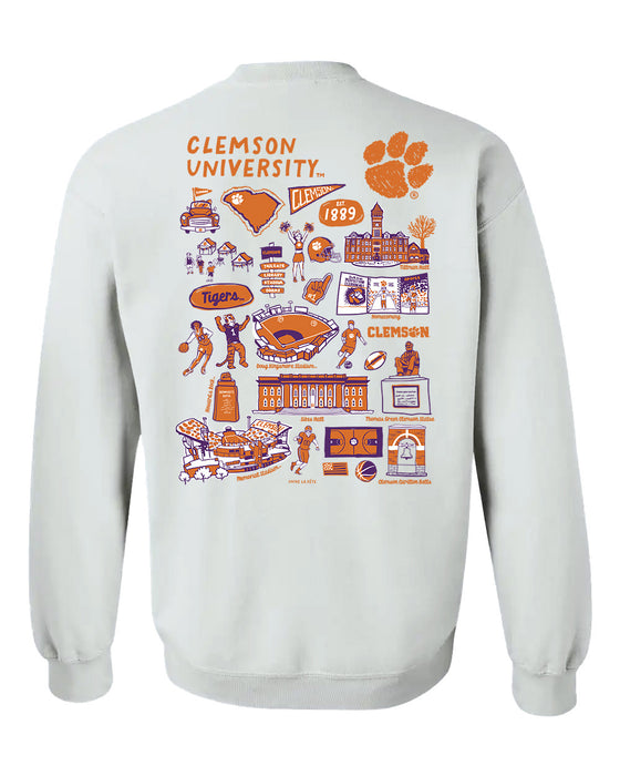 Clemson Tigers Hand Sketched Vive La Fete Impressions Artwork Orange Crew Neck Sweatshirt for Women - Vive La Fête - Online Apparel Store