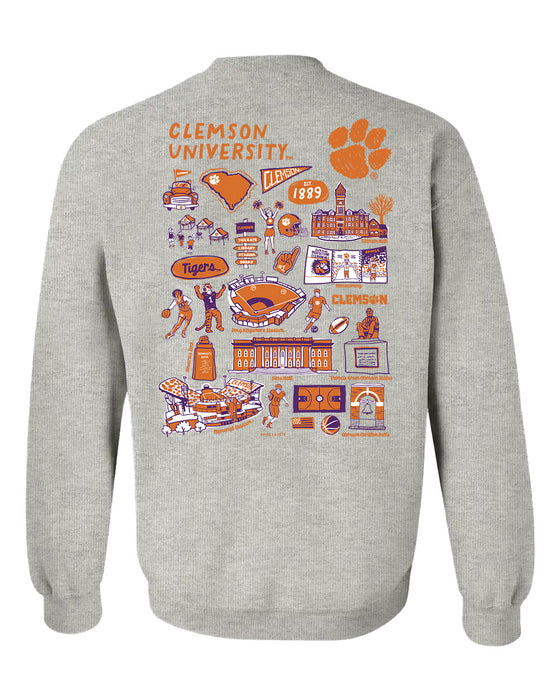 Clemson Tigers Hand Sketched Vive La Fete Impressions Artwork Orange Crew Neck Sweatshirt for Women - Vive La Fête - Online Apparel Store