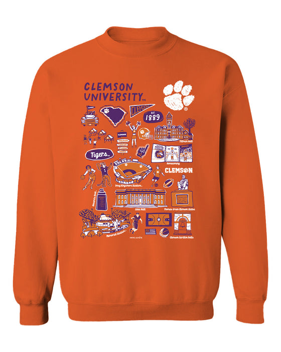 Clemson Tigers Vive La Fete Impressions Orange Cotton Crewneck Sweatshirt for Women