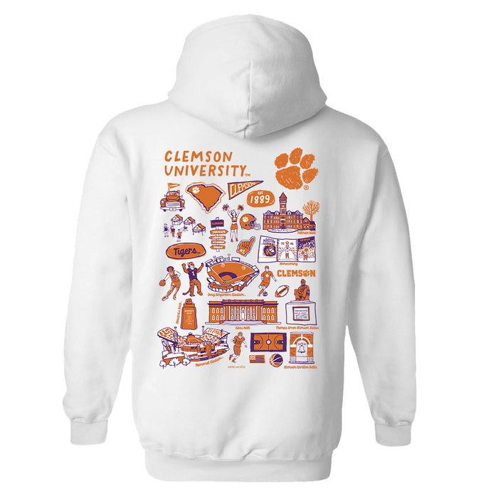 Clemson Tigers Hand Sketched Vive La Fete Impressions Artwork Orange Cotton Fleece Long Sleeve Hoodie - Vive La Fête - Online Apparel Store