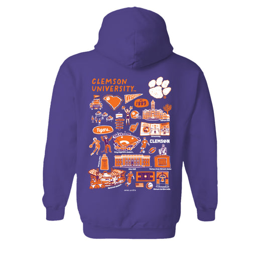 Clemson Tigers Hand Sketched Vive La Fete Impressions Artwork Orange Cotton Fleece Long Sleeve Hoodie - Vive La Fête - Online Apparel Store