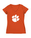 Clemson Tigers Women's V-neck Fitted Cotton T-Shirt Orange
