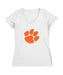 Clemson Tigers Women's V-neck Fitted Cotton T-Shirt White