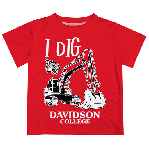 Davidson College Wildcats Vive La Fete Excavator Boys Game Day Red Short Sleeve Tee