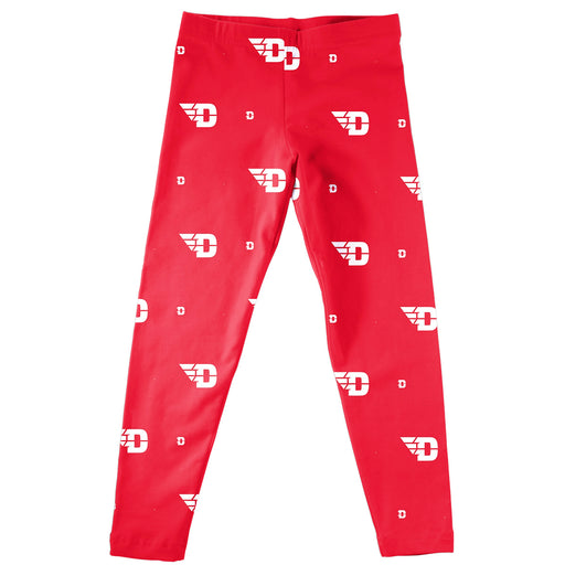 University of Dayton Flyers Vive La Fete Girl Game Day All Over Two Logos Elastic Waist Classic Play Red Leggings Tights