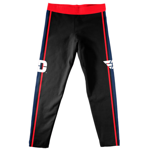 University of Dayton Flyers Vive La Fete Girls Game Day Black with Red Stripes Leggings Tights