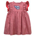 University of Dayton Flyers Embroidered Cardinal Red Gingham Short Sleeve Ruffle Dress