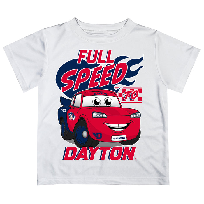 University of Dayton Flyers Vive La Fete Toy Racing Car Boys Game Day White Short Sleeve Tee