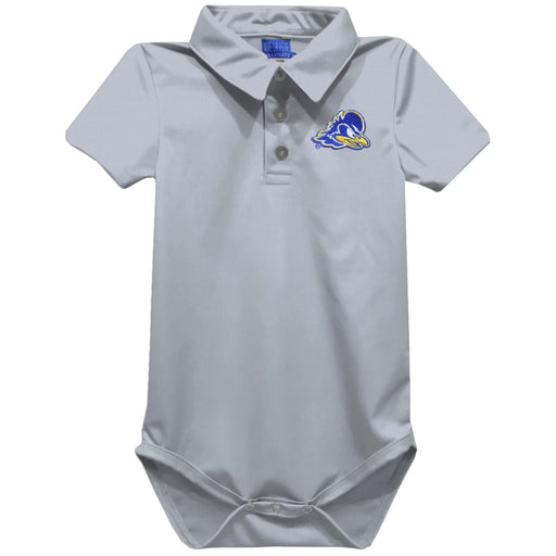 Delaware Blue Hens Embroidered Gray Solid Knit Boys Polo Bodysuit