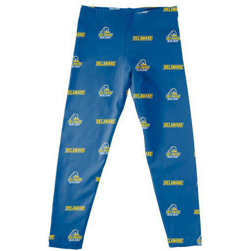 Delaware Blue Hens Vive La Fete Girls Game Day All Over Two Logos Elastic Waist Classic Play Blue Leggings Tights
