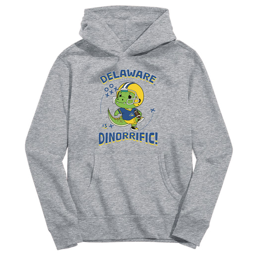 Delaware Blue Hens Dinorrific Heather Grey Cotton Youth Hoodie