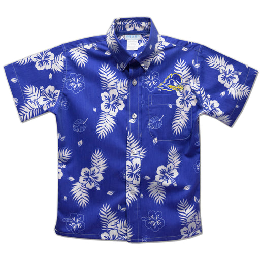 Delaware Blue Hens Royal Hawaiian Short Sleeve Button Down Shirt