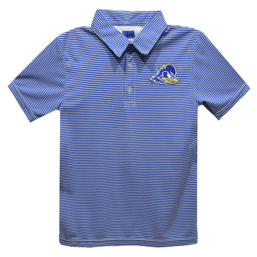 Delaware Blue Hens Embroidered Royal Stripes Short Sleeve Polo Box Shirt