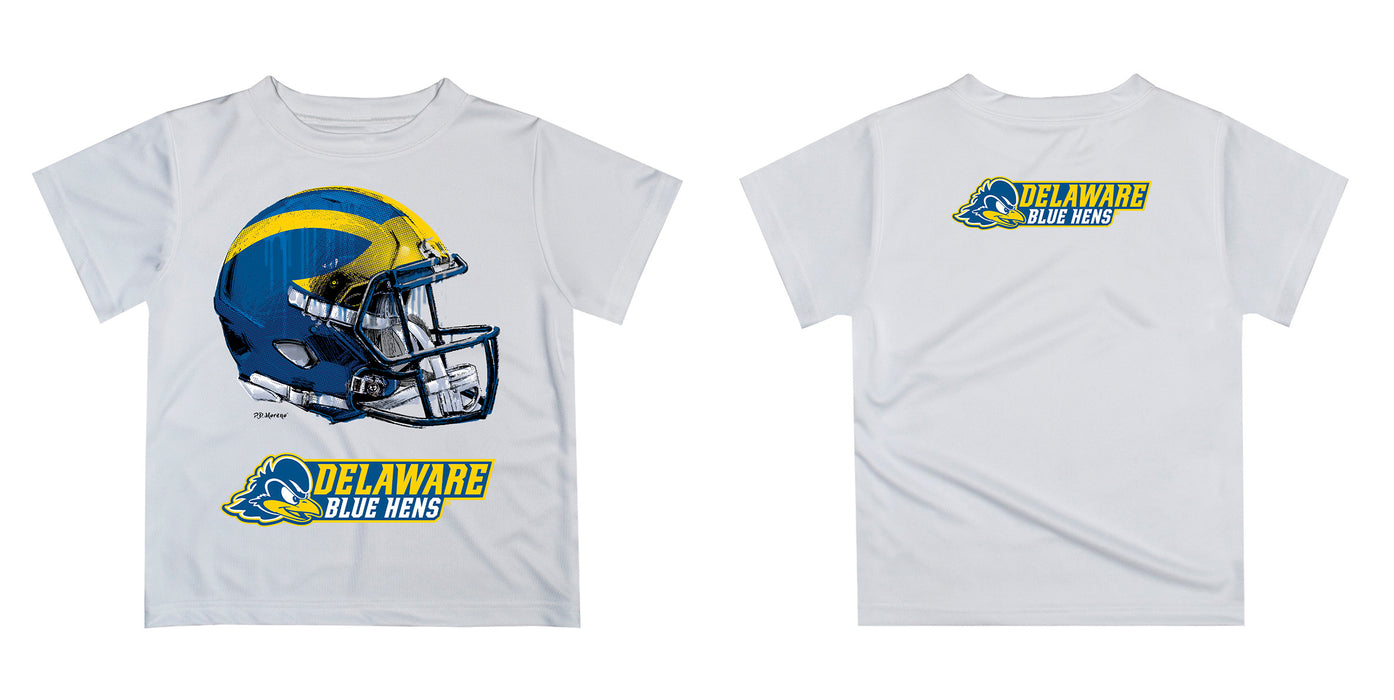 blue hens football helmets Delaware Blue Hens Original Dripping Football Helmet Yellow T-Shirt by 4 - High Quality Apparels
