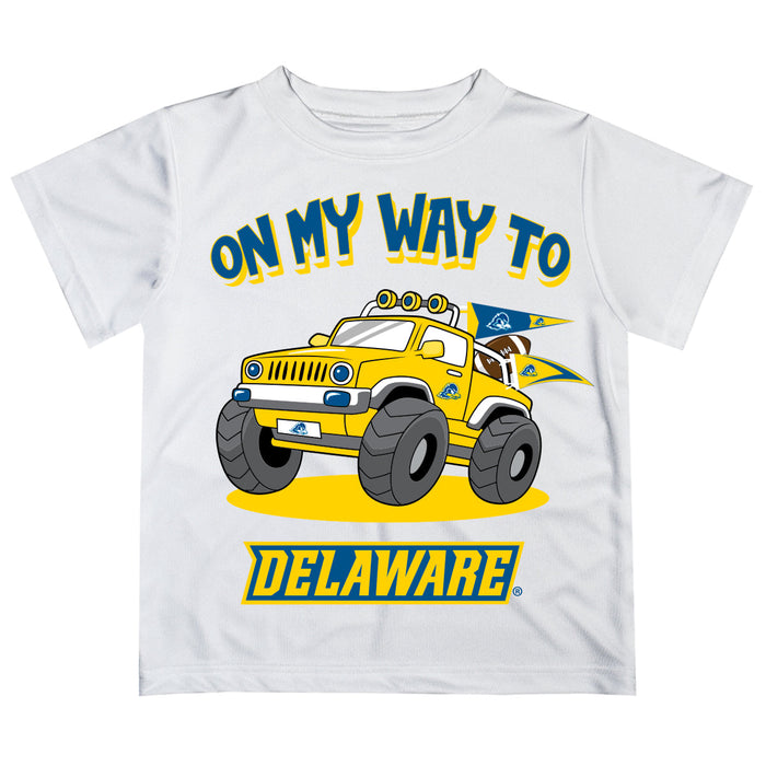 Delaware Blue Hens Vive La Fete Monster Truck Boys Game Day White Short Sleeve Tee