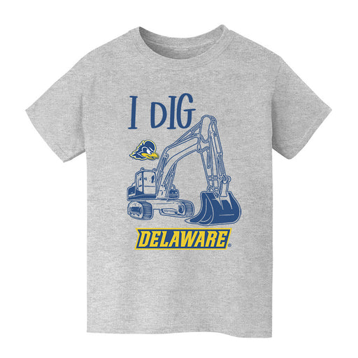 Delaware Blue Hens Vive La Fete Excavator Heather Grey Cotton Short Sleeve Tee