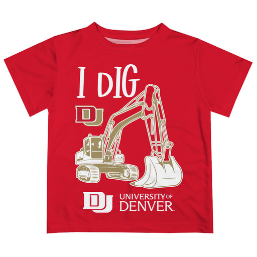 University of Denver Pioneers Vive La Fete Excavator Boys Game Day Red Short Sleeve Tee