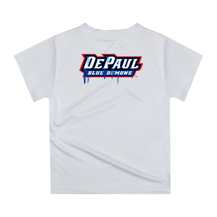 Depaul Blue Demons Original Dripping Basketball White T-Shirt by Vive La Fete - Vive La Fête - Online Apparel Store