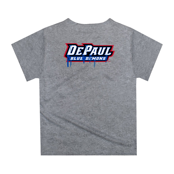 Depaul Blue Demons Original Dripping Basketball Heather Gray T-Shirt by Vive La Fete - Vive La Fête - Online Apparel Store
