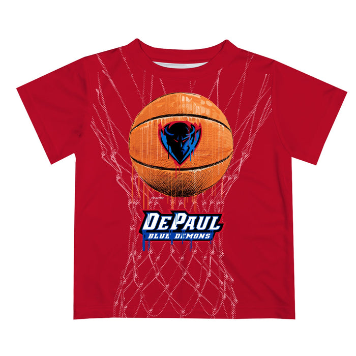 Depaul Blue Demons Original Dripping Basketball Red T-Shirt by Vive La Fete