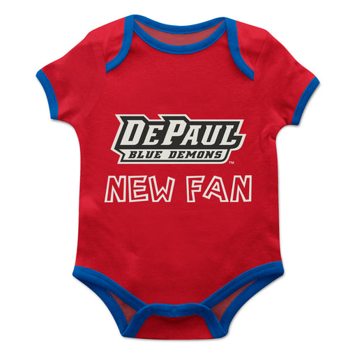 Depaul Blue Demons Vive La Fete Infant Game Day Red Short Sleeve Onesie New Fan Logo and Mascot Bodysuit