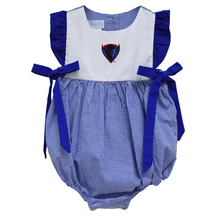 Depaul Blue Demons Embroidered Royal Gingham Girls Bubble