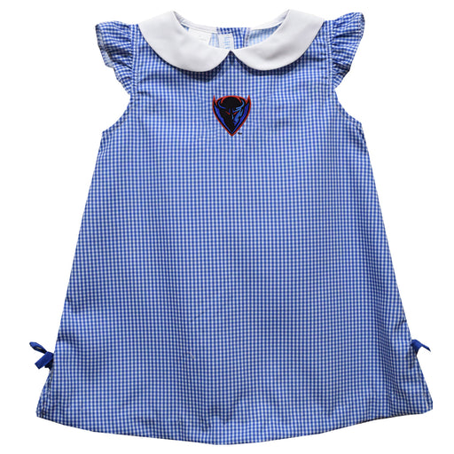 Depaul Blue Demons Embroidered Royal Gingham A Line Dress