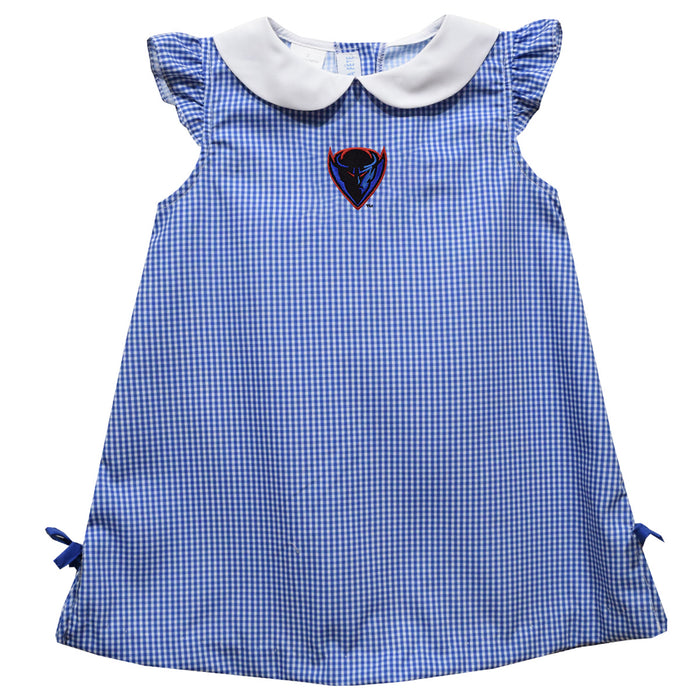 Depaul Blue Demons Embroidered Royal Gingham A Line Dress