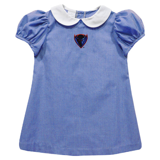 Depaul Blue Demons Embroidered Royal Gingham Short Sleeve A Line Dress