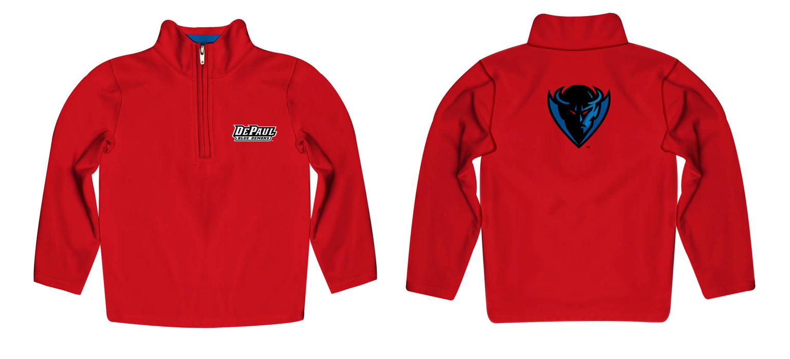 Depaul Blue Demons Vive La Fete Game Day Solid Red Quarter Zip Pullover Sleeves - Vive La Fête - Online Apparel Store