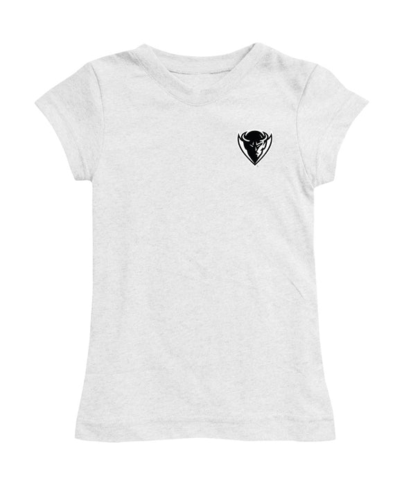 Depaul Blue Demons Hand Sketched Vive La Fete Impressions Artwork White Girls Cotton Short Sleeve Tee