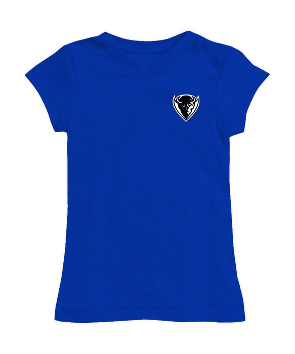 Depaul Blue Demons Hand Sketched Vive La Fete Impressions Artwork Blue Girls Cotton Short Sleeve Tee