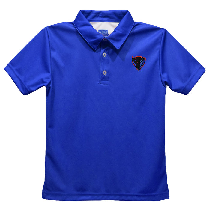 Depaul Blue Demons Embroidered Royal Short Sleeve Polo Box Shirt