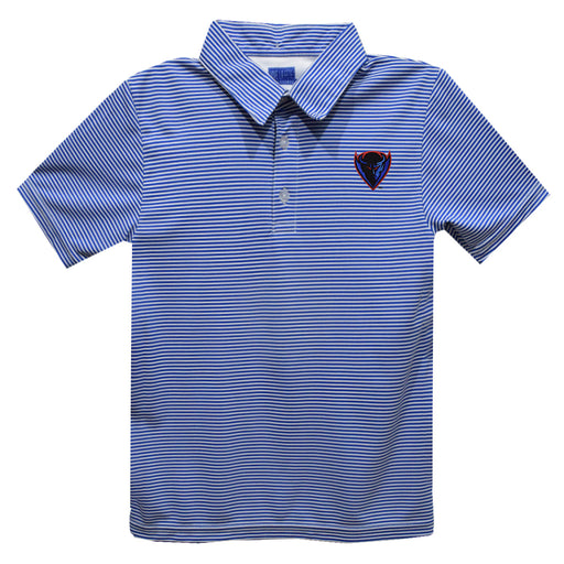 Depaul Blue Demons Embroidered Royal Stripes Short Sleeve Polo Box Shirt