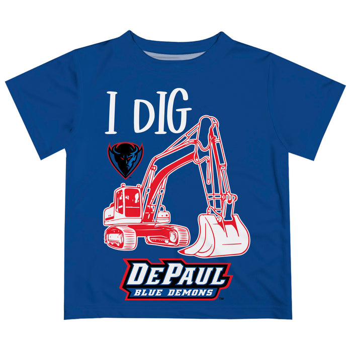 Depaul Blue Demons Vive La Fete Excavator Boys Game Day Blue Short Sleeve Tee