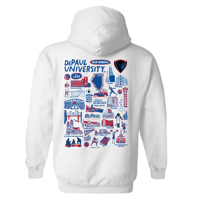 Depaul Blue Demons Hand Sketched Artwork Cotton Fleece Women Hoodie - Vive La Fête - Online Apparel Store