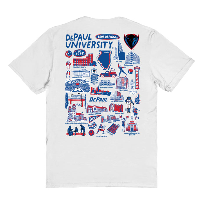 Depaul Blue Demons Vive La Fete Impressions Artwork Womens Cotton Tshirt - Vive La Fête - Online Apparel Store