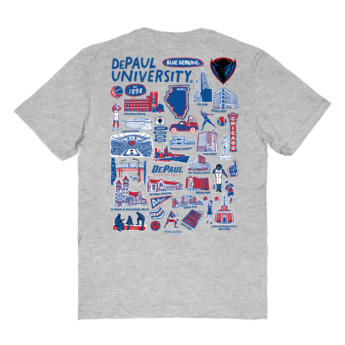 Depaul Blue Demons Vive La Fete Impressions Artwork Womens Cotton Tshirt - Vive La Fête - Online Apparel Store
