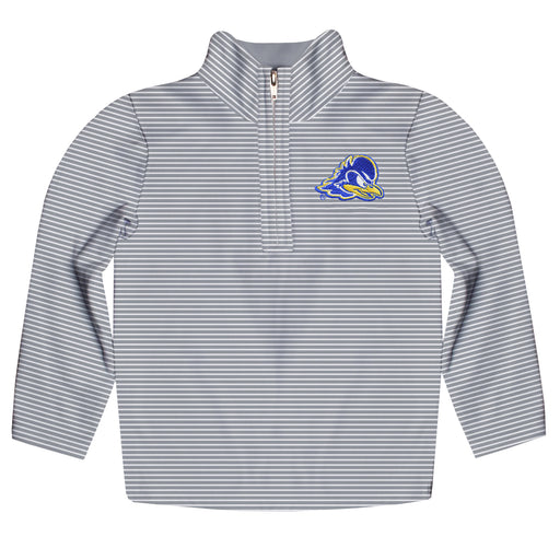 Delaware State University Hornets Embroidered Gray Stripes Quarter Zip Pullover