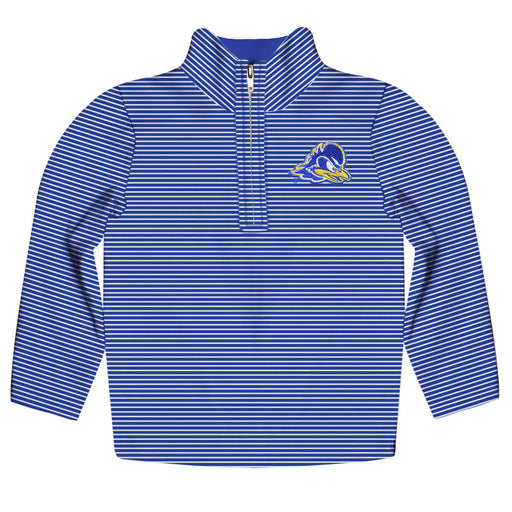Delaware State University Hornets Embroidered Royal Stripes Quarter Zip Pullover