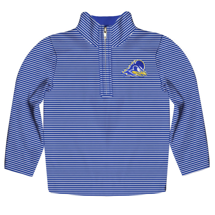 Delaware State University Hornets Embroidered Royal Stripes Quarter Zip Pullover