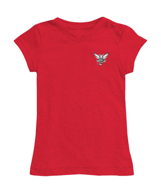 Delaware State University Hornets Hand Sketched Vive La Fete Impressions Artwork Red Girls Cotton Short Sleeve Tee