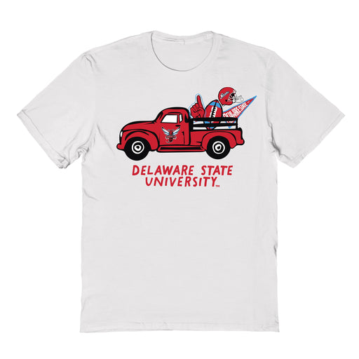 Delaware State Hornets Hand Sketched Vive La Fete Impressions Truck Kids White Cotton T-shirt