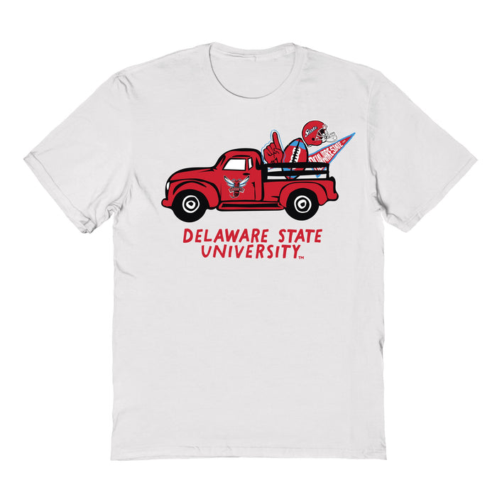Delaware State Hornets Hand Sketched Vive La Fete Impressions Truck Kids White Cotton T-shirt
