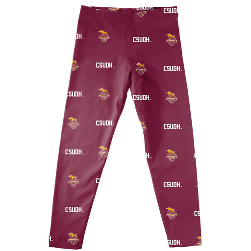 Cal State Dominguez Hills Toros Vive La Fete Girl All Over Two Logos Elastic Waist Classic Play Cardinal Leggings Tights