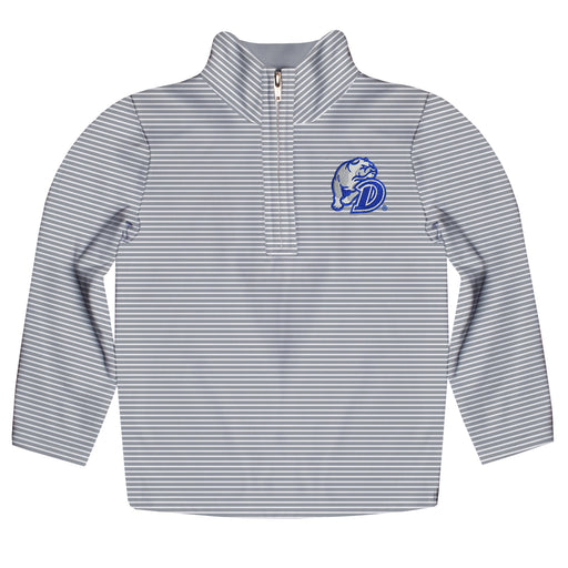 Drake University Bulldogs Embroidered Gray Stripes Quarter Zip Pullover
