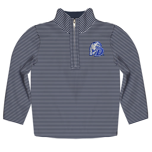 Drake University Bulldogs Embroidered Navy Stripes Quarter Zip Pullover