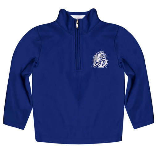 Drake University Bulldogs Vive La Fete Game Day Solid Blue Quarter Zip Pullover Sleeves