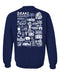 Drake University Bulldogs Hand Sketched Vive La Fete Impressions Artwork Navy Crew Neck Sweatshirt for Women - Vive La Fête - Online Apparel Store