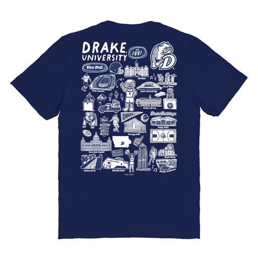 Drake University Bulldogs Vive La Fete Impressions Artwork Navy Womens Cotton Tshirt - Vive La Fête - Online Apparel Store